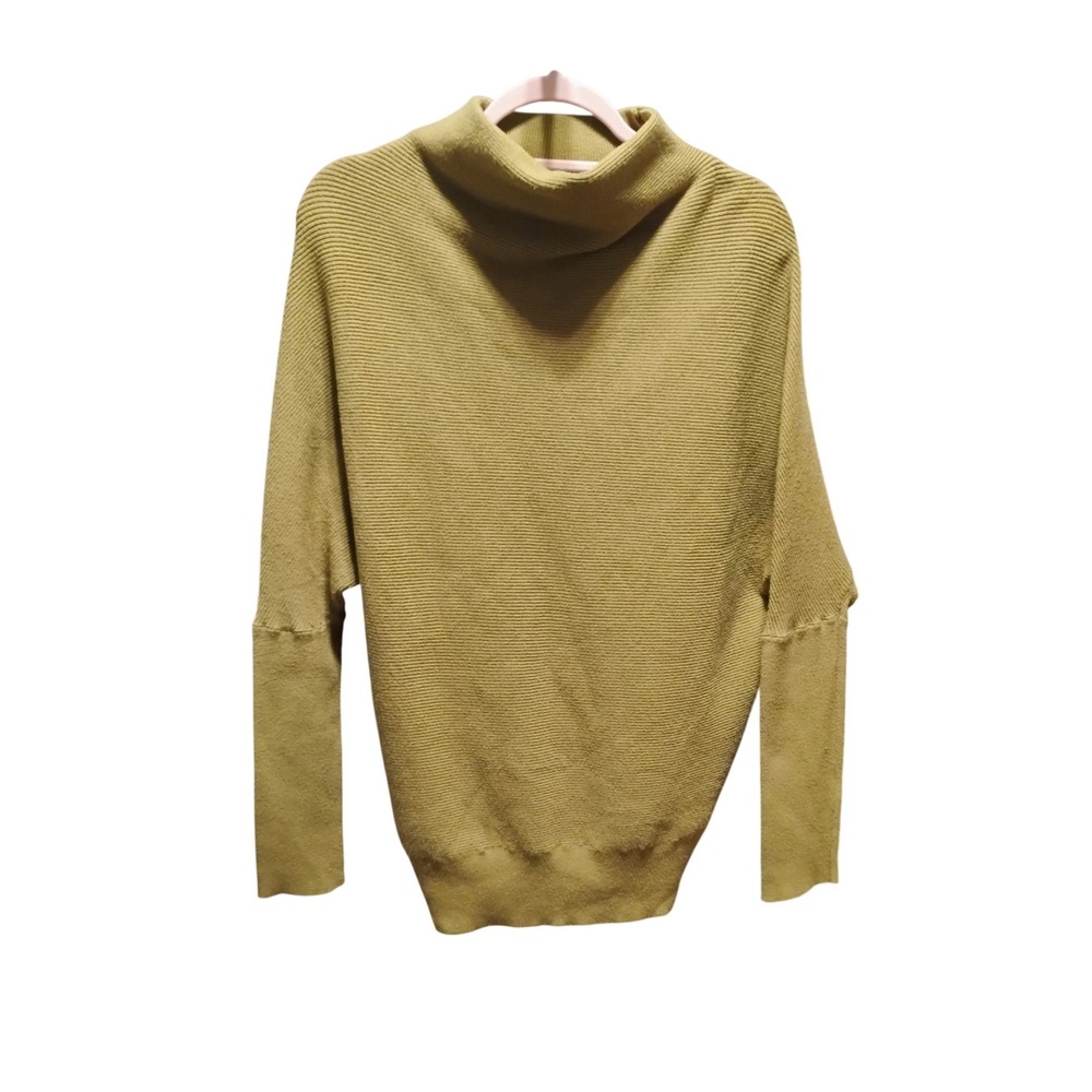Bluivy Olive Green Cowl‎ Neck Sweater S/M Ribbed Dolman Sleeve Viscose Pullover